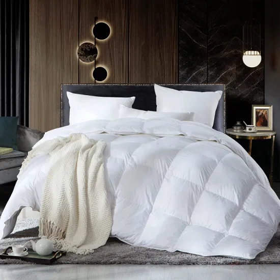 Edredón de plumas blancas, acolchado de algodón, suave, transpirable, acogedor, cama para el hogar, Hotel